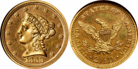 1868 Liberty Quarter Eagle. JD-1. Rarity-7-. Proof-64 Cameo (NGC).

A gorgeous near-Gem Proof with dramatic orange-peel texture rippling throughout ...