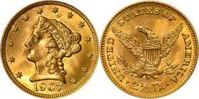 1907 Liberty Head Quarter Eagle. MS-65 (PCGS). CAC. OGH.

A remarkably smooth and undisturbed Gem with strong satin luster across both sides. Overal...