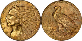 1913 Indian Half Eagle. MS-63 (PCGS). OGH.

A beautiful Choice example with hints of powder blue that complement the warmer yellow-gold toning overa...