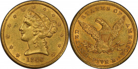 1840 Liberty Head Half Eagle. AU-58 (PCGS). CAC.

Nearly full, satin to softly frosted luster is seen on both sides of this gorgeous half eagle. It ...