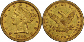 1840-C Liberty Head Half Eagle. Winter-2. AU-53 (PCGS). CAC.

Attractive honey-gold surfaces display tinges of pale silver-gray. Lustrous for the gr...