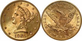 1901-S Liberty Head Eagle. MS-64 (PCGS). CAC. OGH.

A lovely example with satiny surfaces and a dusting of original patina throughout. Subtle powder...