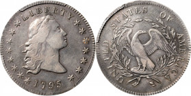 1795 Flowing Hair Silver Dollar. BB-27, B-5. Rarity-1. Three Leaves. VF Details--Cleaned (PCGS).

Boldly defined over most major design elements, th...