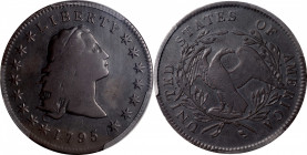1795 Flowing Hair Silver Dollar. BB-27, B-5. Rarity-1. Three Leaves. Fine Details--Repaired (PCGS).

With perhaps as many as 290,000 examples struck...