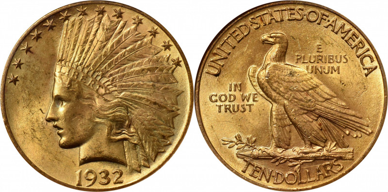 1932 Indian Eagle. MS-63 (NGC).

Lovely golden-wheat coloration with a dusting...