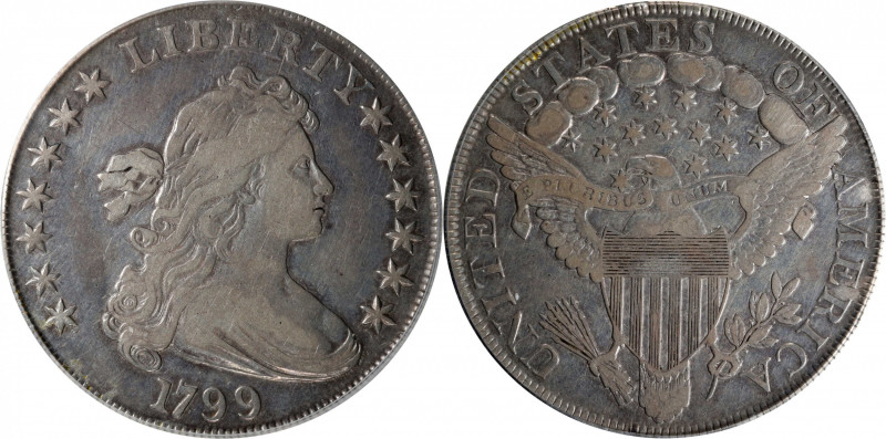 1799 Draped Bust Silver Dollar. BB-158, B-16. Rarity-2. VF Details--Cleaned (PCG...