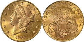 1900-S Liberty Head Double Eagle. MS-63 (PCGS). CAC. OGH.

Vibrant hints of powder-blue toning accent overall honey-gold patina across both sides. T...