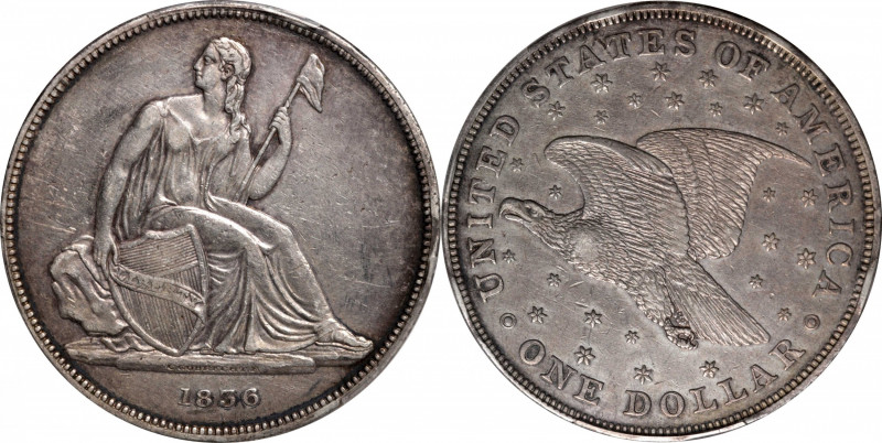 1836 Gobrecht Silver Dollar. Name on Base. Judd-60 Original, Pollock-65. Rarity-...