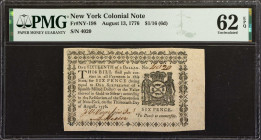 NY-198. New York. August 13, 1776. $1/16 (6d). PMG Uncirculated 62 EPQ.

No. 4020. Strong black signatures of Voorhis Jr. and Mesier. Printed by Sam...
