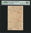 NC-136b/139/138. North Carolina. December, 1771. 2s6d-1 Pound-10s. PMG Gem Uncirculated 66 EPQ.

No. 28033. Signed by John Harvey, John Rutherford, ...