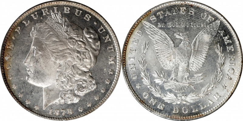 1878 Morgan Silver Dollar. 8 Tailfeathers. VAM-19. Doubled Date. MS-65 PL (PCGS)...