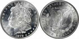 1878 Morgan Silver Dollar. 8 Tailfeathers. MS-65 (PCGS).

Brilliant with intense mint luster, this sharp and inviting Gem is a lovely representative...