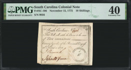 SC-106. South Carolina. November 15, 1775. 10 Shillings. PMG Extremely Fine 40.

No. 9936. Signed by Berwick, Green, and Hall. Uniface small format ...
