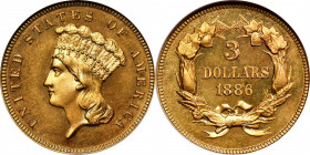 1886 Three-Dollar Gold Piece. JD-1. Rarity-4. Proof-66 Cameo (NGC). CAC.

This handsome and fully original Gem Proof 1886 $3 represents the finest a...