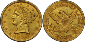 1850-C Liberty Head Half Eagle. Winter-2. AU-58 (PCGS). CAC.

Here is a lovely near-Mint 1850-C half eagle, sharply to fully defined throughout with...