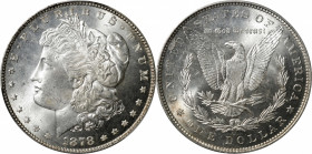 1878 Morgan Silver Dollar. 7 Tailfeathers. Reverse of 1879. MS-65+ (PCGS). CAC.

A sprinkling of iridescent golden-apricot toning along the lower re...
