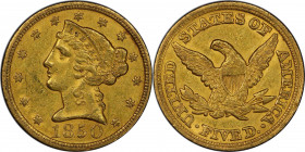1850-C Liberty Head Half Eagle. Winter-4. Weak C. AU-55 (PCGS). CAC.

Examples of the 1850-C Winter-4 Weak C attribution are seldom offered with the...