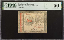 Lot of (2). CC-96 & CC-101. Continental Currency. January 14, 1779. $45 & 70. PMG About Uncirculated 50 & 53.

Both are well signed and well numbere...