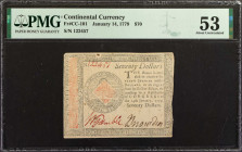 CC-101. Continental Currency. January 14, 1779. $70. PMG About Uncirculated 53.

No. 122457. Boldly signed by Gamble and Snowden. This is the second...