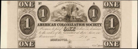 The American Colonization Society, [at] Monrovia, [Liberia]. 1 Dollar. Uncirculated.

Plate A. Printed on India paper, mounted on original archive p...