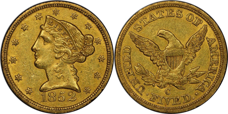 1852-C Liberty Head Half Eagle. Winter-1. AU-55+ (PCGS). CAC.

Attractive deep...