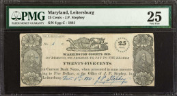 Leitersburg, Maryland. J.P. Stephey. 1841. 25 Cents. PMG Very Fine 25.

Shank Unlisted. Dec. 1, 1841. Low serial number 4. Imprint of Weis and Ellio...
