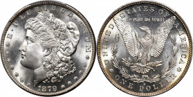 1879-S Morgan Silver Dollar. MS-67+ (PCGS). CAC.

Sharply struck, lustrous and brilliant apart from a crescent of iridescent gold toning along the l...