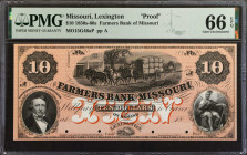 Lexington, Missouri. Farmers Bank of Missouri. 1850s-60s. $10. PMG Gem Uncirculated 66 EPQ. Proof.

(MO-15 G46a) Four POCs. Bald, Cousland & Co. Phi...