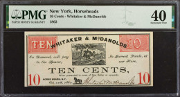 Horseheads, New York. Whitaker & McDanolds. 1862. 10 Cents. PMG Extremely Fine 40.

October 13, 1862. No plate letter. No imprint. Red upper corner ...