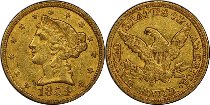 1854-C Liberty Head Half Eagle. Winter-1. AU-55 (PCGS). CAC.

Attractive honey...