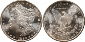 1880-S Morgan Silver Dollar. MS-68 (PCGS).

A remarkable 1880-S Morgan dollar that tempts numismatic perfection. It is an intensely lustrous, fully ...