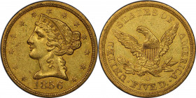 1856-O Liberty Head Half Eagle. Winter-1, the only known dies. AU-58 (PCGS). CAC.

This is a sharply defined, lustrous near-Mint 1856-O half eagle w...