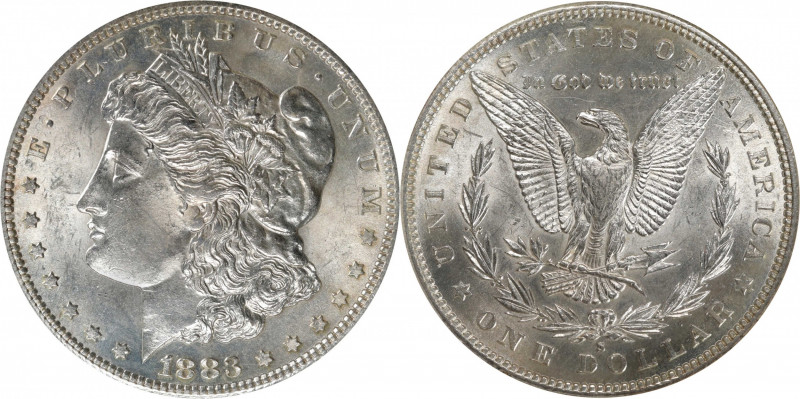 1883-S Morgan Silver Dollar. MS-63 (NGC).

Offered is a satiny 1883-S dollar, ...