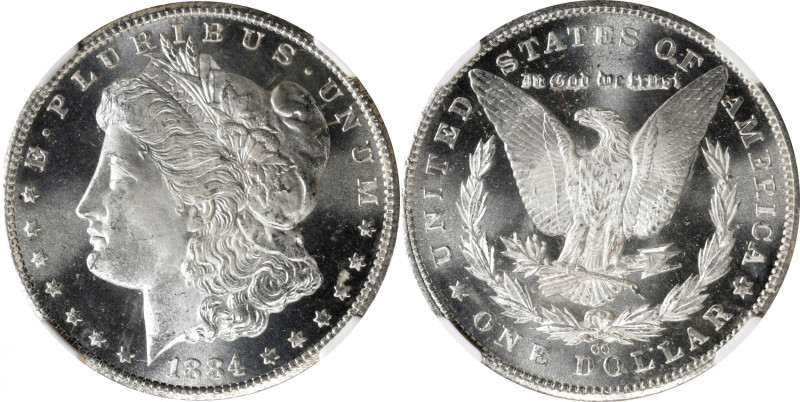 1884-CC Morgan Silver Dollar. MS-67+ (NGC).

Stunning satin fields and highly ...