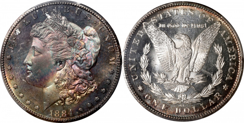 1884-CC Morgan Silver Dollar. MS-66+ PL (PCGS).

Sweeping crescents of deep, r...