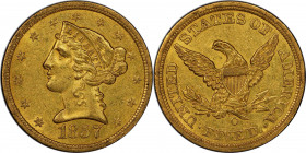 1857-O Liberty Head Half Eagle. Winter-1, the only known dies. AU-58+ (PCGS). CAC.

Pretty olive-orange surfaces are richly original in preservation...