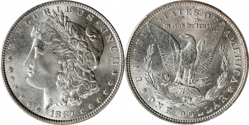 1887 Morgan Silver Dollar. MS-67 (PCGS). CAC.

Frosty surfaces are highly lust...