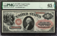 Fr. 27. 1878 $1 Legal Tender Note. PMG Gem Uncirculated 65 EPQ.

A remarkably fresh example of this 1878 series Ace. Columbus sighting land is depic...