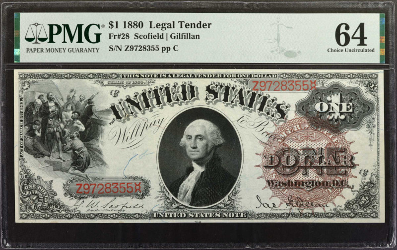 Fr. 28. 1880 $1 Legal Tender Note. PMG Choice Uncirculated 64.

Scofield - Gil...