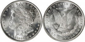 1889 Morgan Silver Dollar. MS-66+ (PCGS).

Brilliant frosty-white surfaces are fully lustrous with a silky smooth texture that borders on Superb Gem...