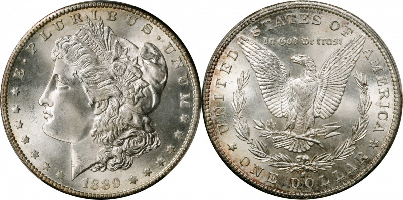 1889-S Morgan Silver Dollar. MS-66 (PCGS).

Intensely lustrous satin-white sur...