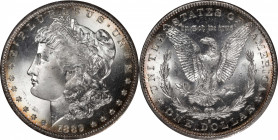 1889-S Morgan Silver Dollar. MS-65 (PCGS). CAC. OGH--First Generation.

Halos of delicate champagne-gold iridescence ring the peripheries of this ot...