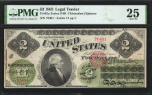 Fr. 41a. 1862 $2 Legal Tender Note. PMG Very Fine 25.

Series 12. Plate C. One could easily get lost trying to count the number of "2"s on the rever...