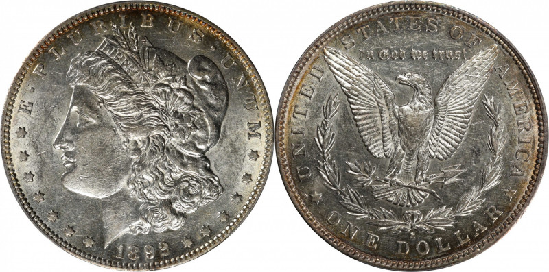 1892-S Morgan Silver Dollar. AU-55+ (PCGS).

This mostly brilliant Morgan doll...