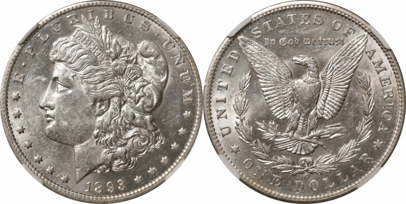 1893-O Morgan Silver Dollar. AU-58 (NGC).

Brilliant, lustrous surfaces retain...