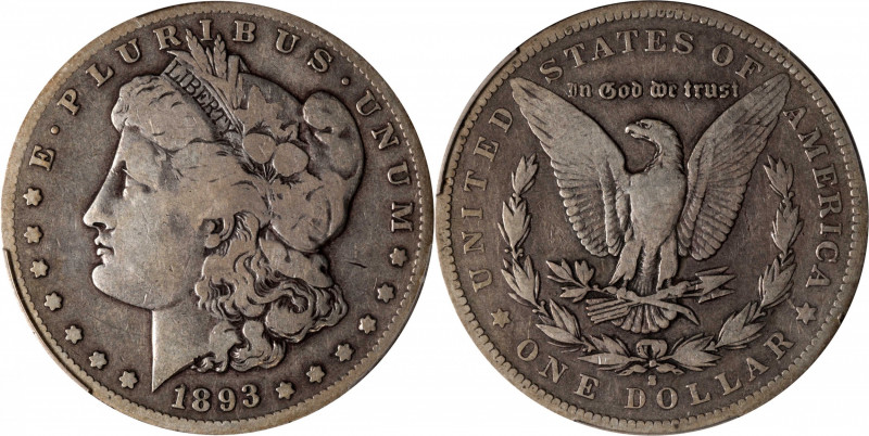 1893-S Morgan Silver Dollar. VG-8 (PCGS).

Pleasing silver-gray surfaces for t...