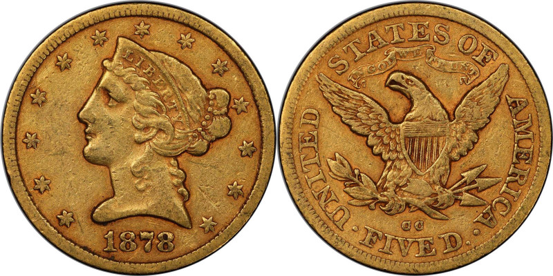 1878-CC Liberty Head Half Eagle. Winter 1-A, the only known dies. VF-35 (PCGS). ...