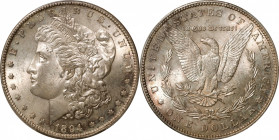 1894-S Morgan Silver Dollar. MS-64 (PCGS).

Wisps of iridescent champagne-pink and reddish-russet toning enliven a base of pearl-gray patina on both...