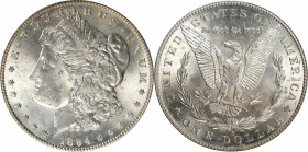 1894-S Morgan Silver Dollar. MS-63 (PCGS). OGH.

Brilliant apart from faint wisps of pastel-gold at the top of the obverse, this lustrous and sharpl...