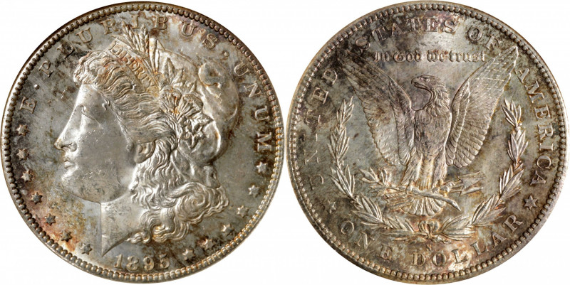 1895-S Morgan Silver Dollar. MS-63 (NGC). CAC. OH.

Splashes of vivid, iridesc...